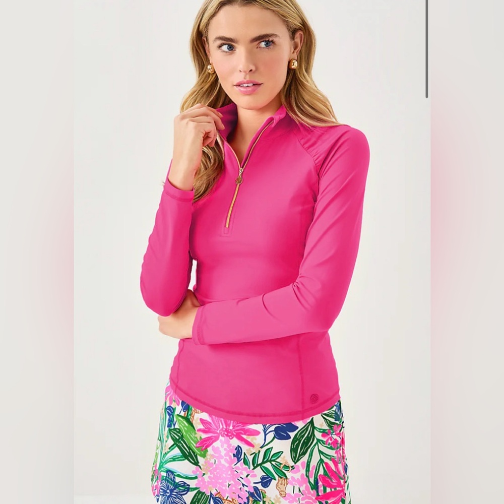 Lilly Pulitzer JUSTINE HALF ZIP UPF 50+, PARIGI PINK